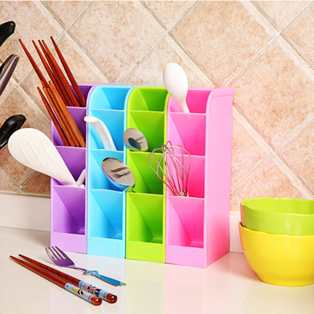 

Multifunctional 4 Compartments Desktop Makeup Organizer Box Socks Stationery Storage Case Purple Large Capacity Saving
