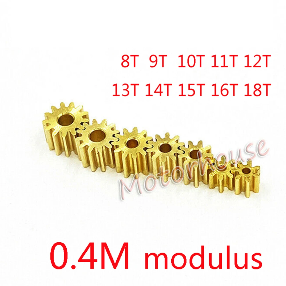 0.4M moduł mosiężny przekładnia 7T/8T/9T/10T/11T/12T/13T/14T/15T/16T/18T zęby miedź Metal koło zębate pasuje 1mm 1.5mm 2mm zabawka samochód wału