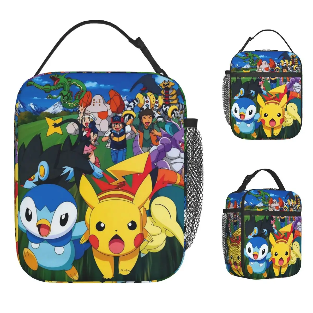 Bolsas de almuerzo aisladas de dibujos animados de Pokemoned, bolsa refrigeradora grande Kawaii Pikachu, bolsa de caja de almuerzo, bolsas de almacenamiento de alimentos para Picnic y trabajo