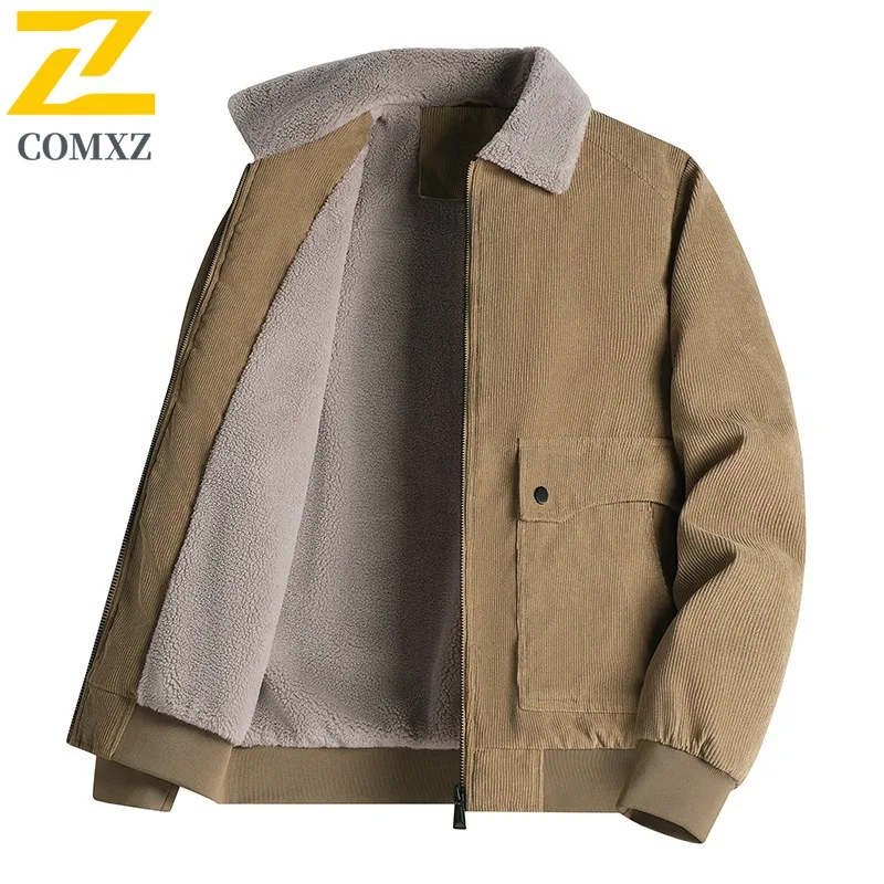 سترة مبطنة للرجال للعمل في الهواء الطلق من COMXZ، متعددة الاستخدامات، بياقة واقفة، سترة سميكة ودافئة، نمط يومي، معطف شتوي مريح وخفيف الوزن #3