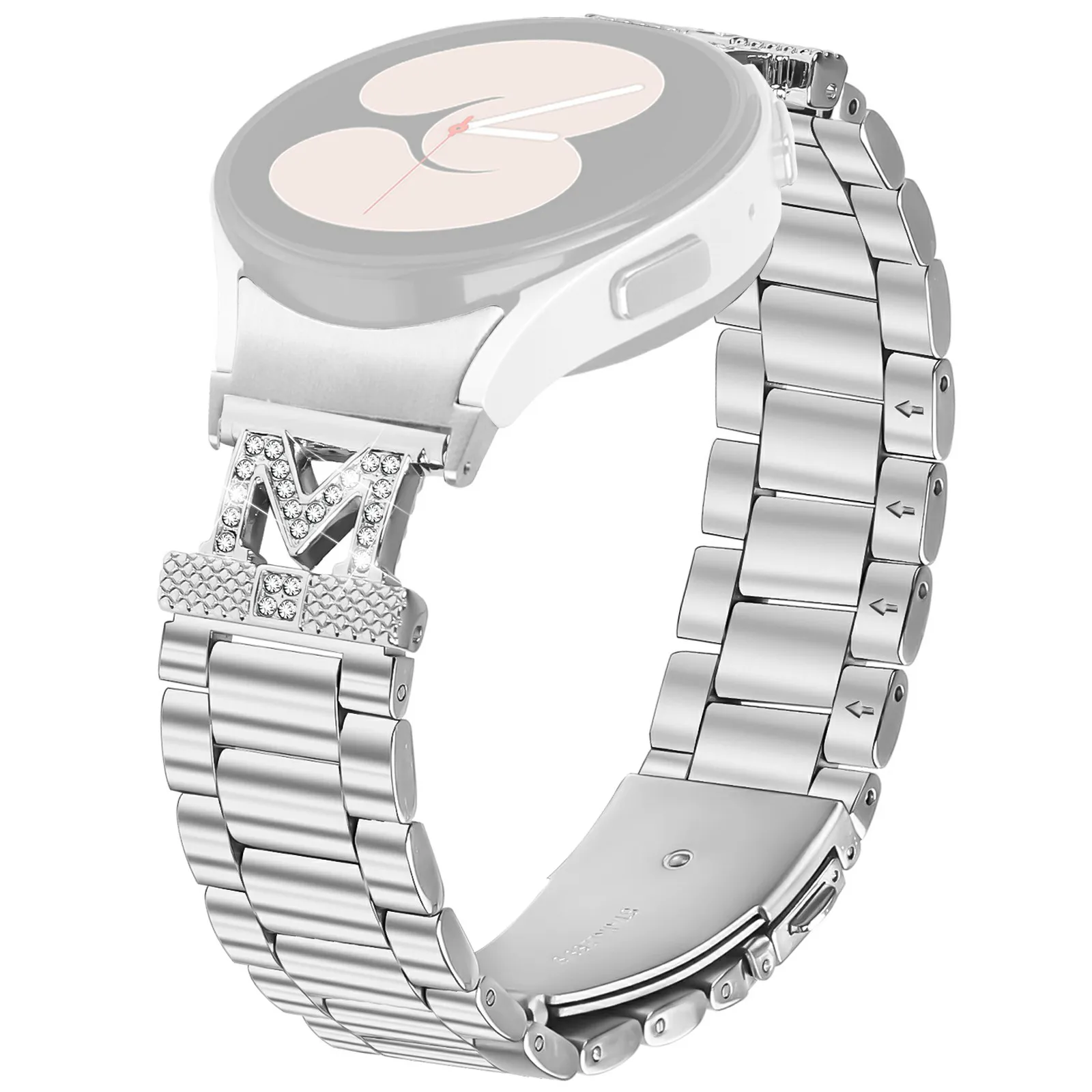 

Quick Release Watch Strap for Samsung Galaxy Watch 5 Pro 45mm / 5 / 4 40mm 44mm Silver Stainless Steel 3 Beads Watch Band