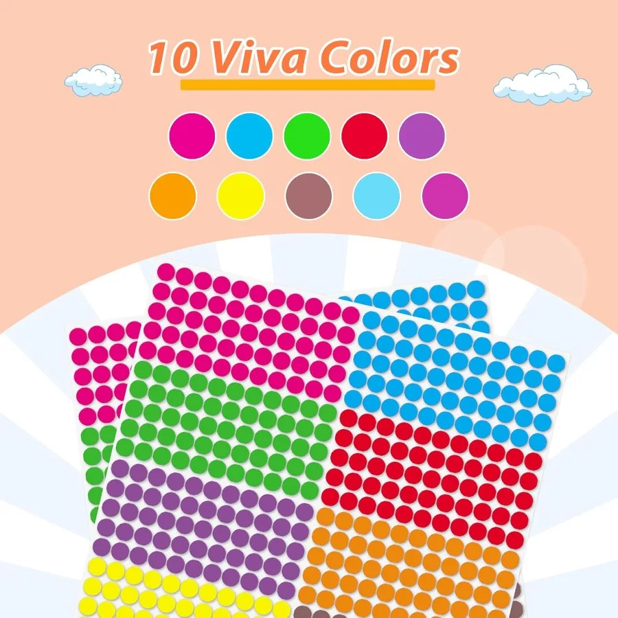 Adesivi a punti piccoli - Etichette di codifica a colori rotondi da 1/4'' Etichette adesive a pois circolari in più colori per OfficeClassroom 2