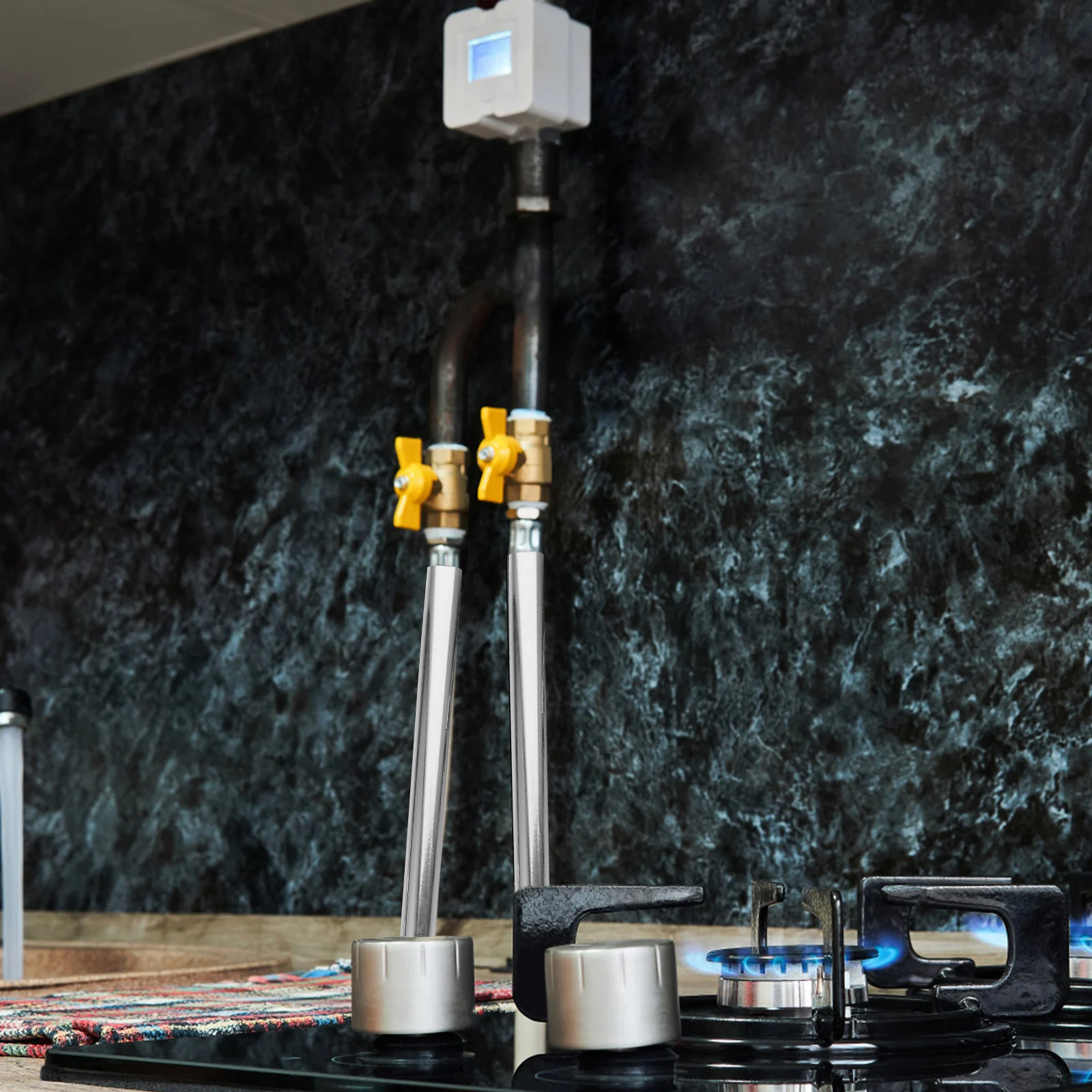 

2 Sets 2x15mm Decorative Covers 15x200mm Pipes Heater Exhaust Collar Water Guard Sleeve Radiator Cover Replacement Pipe