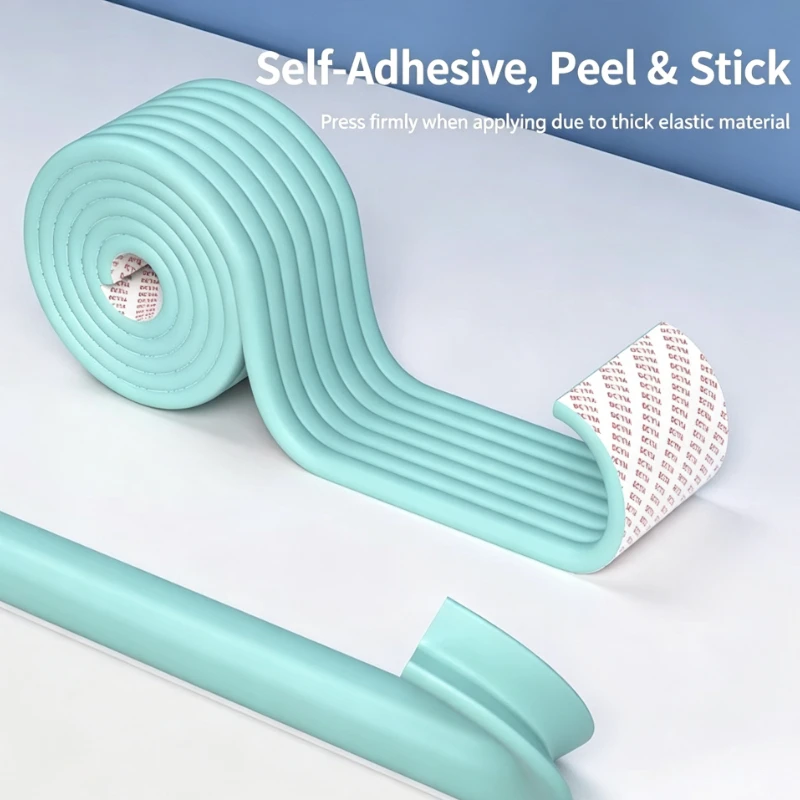 2PCSBeige L Shaped Self Adhesive Anti Collision Strip Waterproof Stain Resistant High Elastic Soft Edge Guard For Desk Wall