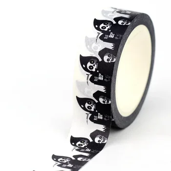 スクラップブッキングやジャーナリング用の和紙テープ、粘着マスキングテープ、かわいい文房具、ゴーストハウス、ハロウィーンの装飾、新しい、1個、10m