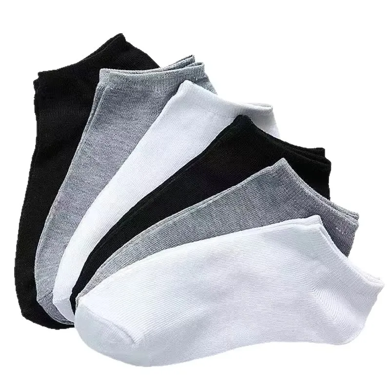 1/3/6/10/15pairs Unisex Women and Men Breathable Sports Solid Color Boat Socks Black Comfortable Ankle Socks White Grey