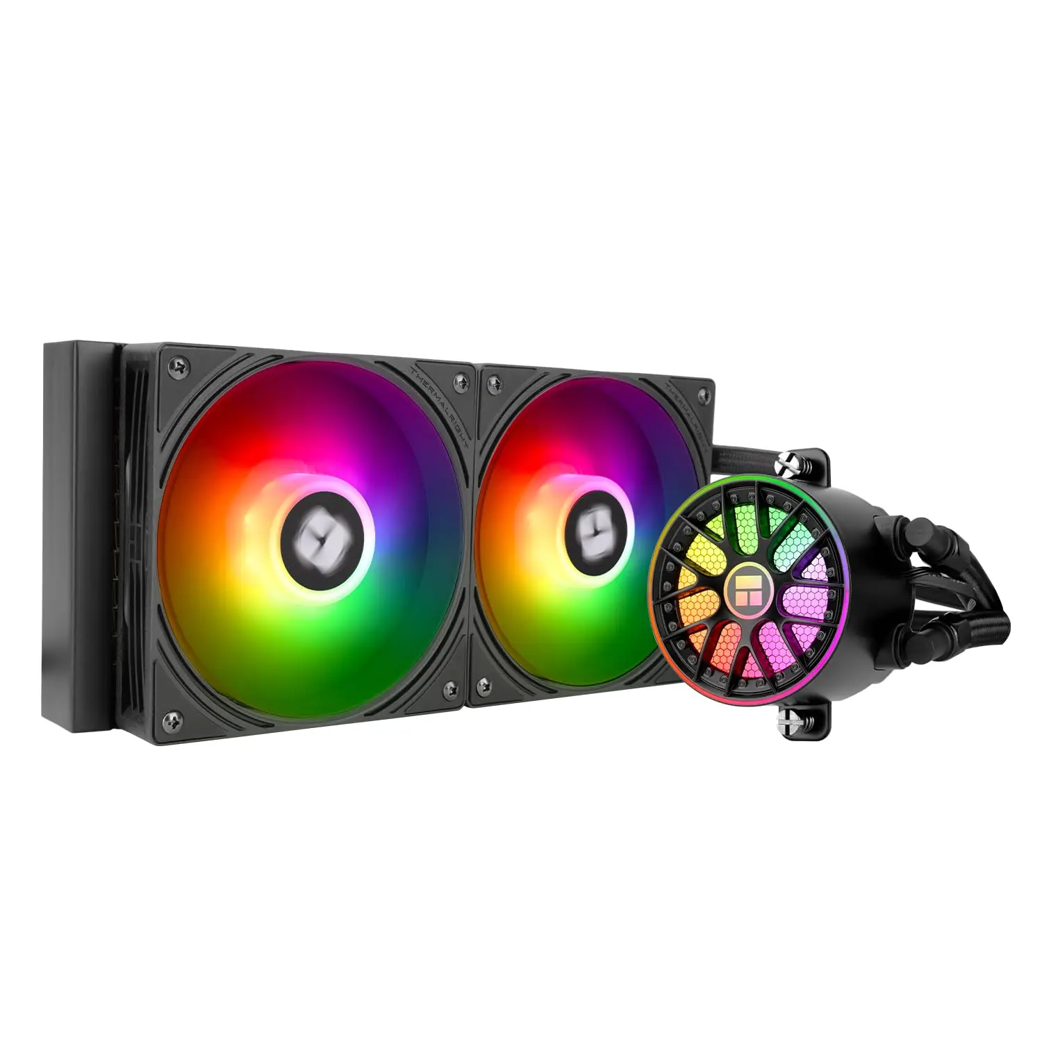 

240mm ARGB CPU Liquid Cooler with PWM Pump, Compatible AM4/AM5 & Intel LGA Sockets, Efficient Water-Cooled Radiator - Black