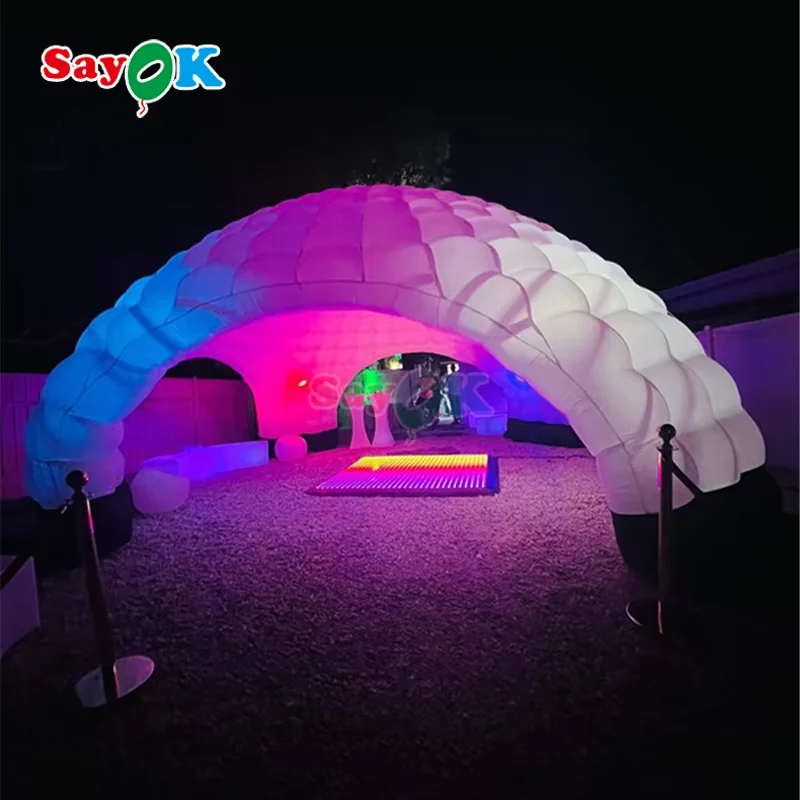 Tenda inflável Sayok para clube com luzes LED, dossel para festa de palco, configuração rápida, abrigo ao ar livre para eventos, casamento, festa de acampamento