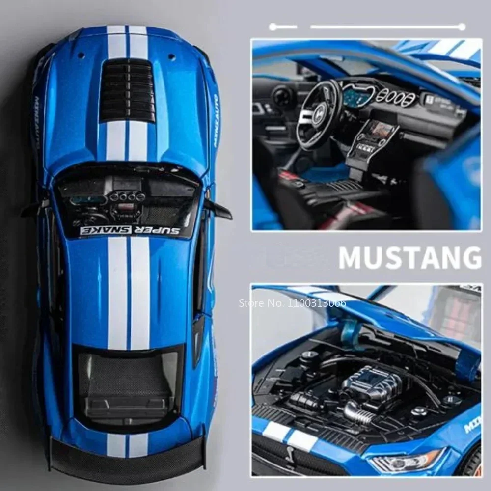 1/24 Alloy Diecasts Car Model Mustang Shelby GT500 Sport Car Toy Simulation Sound & Light With Pull Back Vehicle For Child Gifts