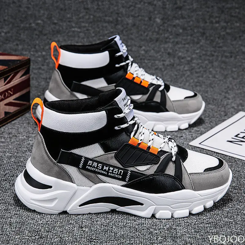 

Мужская весенняя новая обувь с высоким берцем, модная спортивная обувь, универсальная дышащая простая удобная нескользящая студенческая мужская обувь