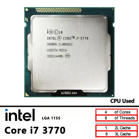 Intel Core i7-3770 Used i7 3770 3.4 GHz Quad-Core Eight-Thread CPU  8M 77W LGA 1155