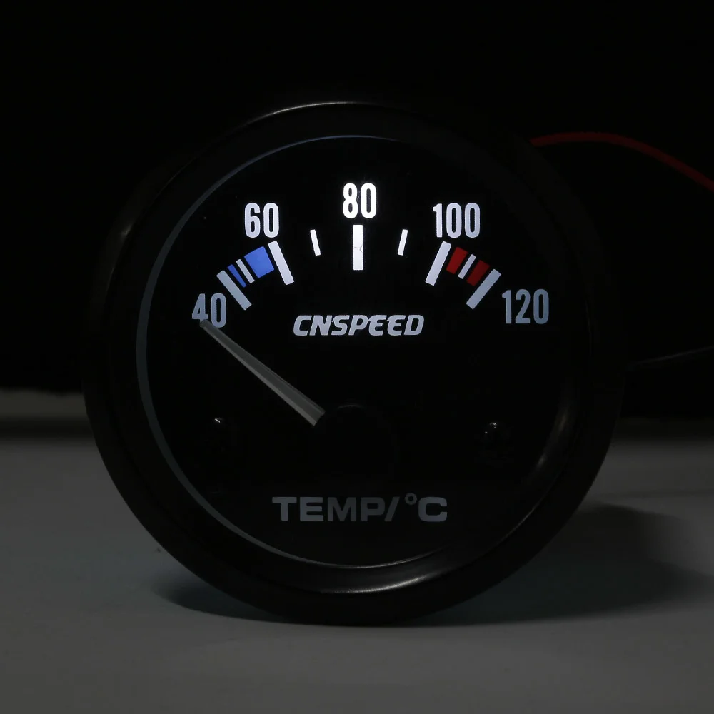 12 فولت 2 بوصة 52 مللي متر مقياس درجة حرارة الماء المبرد للسيارة 40 ℃ -120 ℃   مؤشر مقياس تلقائي أبيض LED الخلفية متر مع مستشعر درجة حرارة الماء