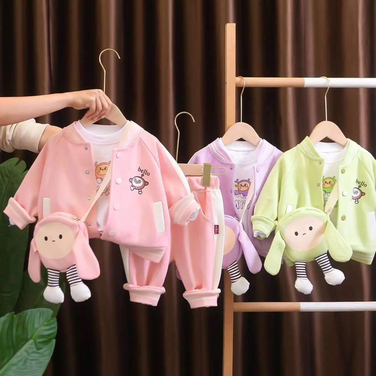 Girls Clothes Sets Spring Autumn 2024 Children Jackets T-shirts Pants Bags 3pcs Cute Suit For Baby Tracksuits Kids Outfits 5 6Y