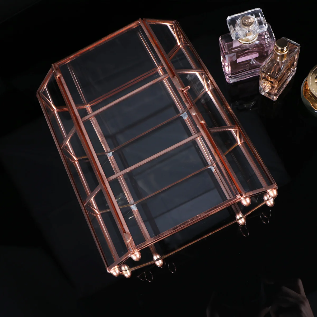 

Three Layer Jewelry Organizer Box Glass Vintage Display Storage Case for Earrings Necklace Bracelets Jewelry Box Container