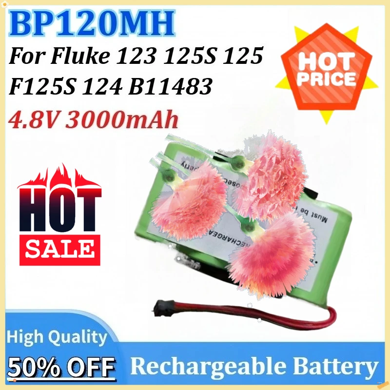 

4.8V 3000mAh Battery for Fluke BP120MH B11483 Scopemeter 120 for Fluke 43 43B Power Quality for Analyzers 125S 125 F125S 123 124