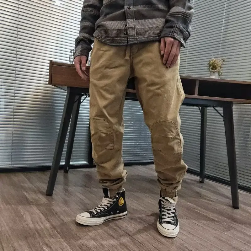 

Модные мужские повседневные брюки прямого кроя для работы, весенне-осенние свободные функциональные хлопковые брюки больших размеров, молодежные, энергичные, стильные