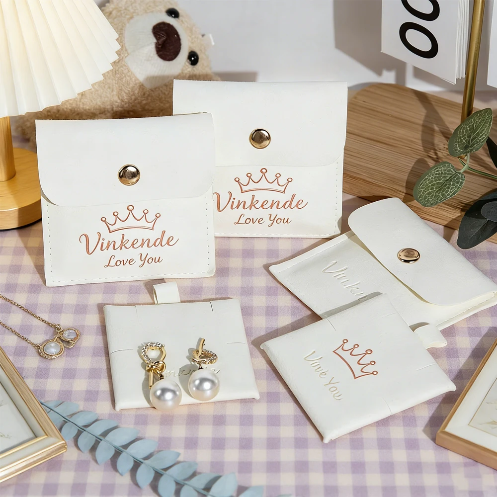 

20/50/100Pcs Personalized Jewelry Snap Bag 8x8cm Microfiber Pouch Insert 6x6cm Card Earring Stud Necklace Gift Packaging Pouch