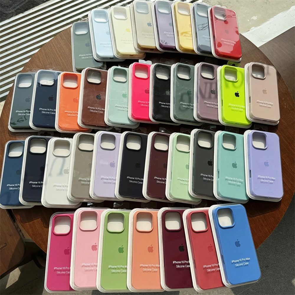 الأصلي سيليكون جراب هاتف آيفون 17 16 15 برو ماكس 13 12 برو حالات آيفون 11 16 14 15 برو ماكس الغطاء الرسمي مع صندوق