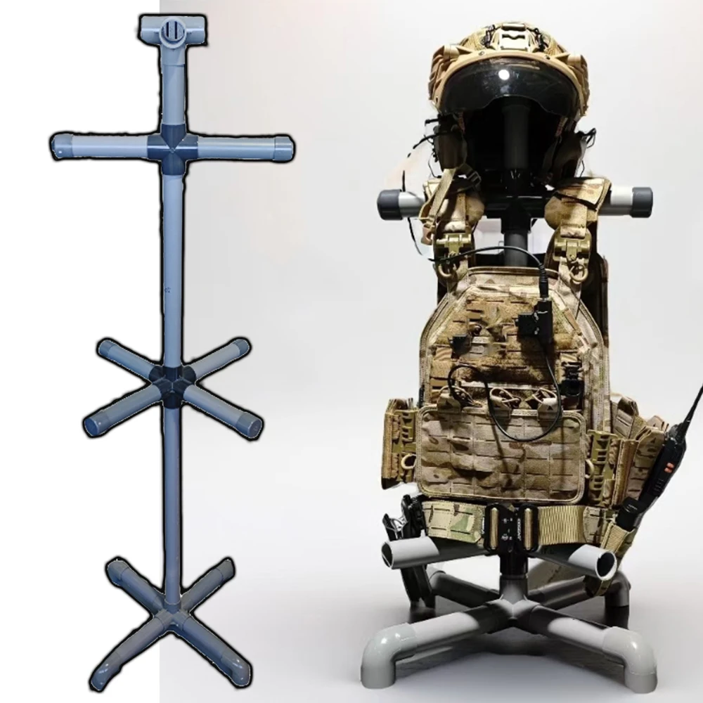 

Tactical Equipment Display Stand Training Helmet Vest Waist Belt Hanger Airsoft Adjustable Stand for Hunting Paintball Shooting