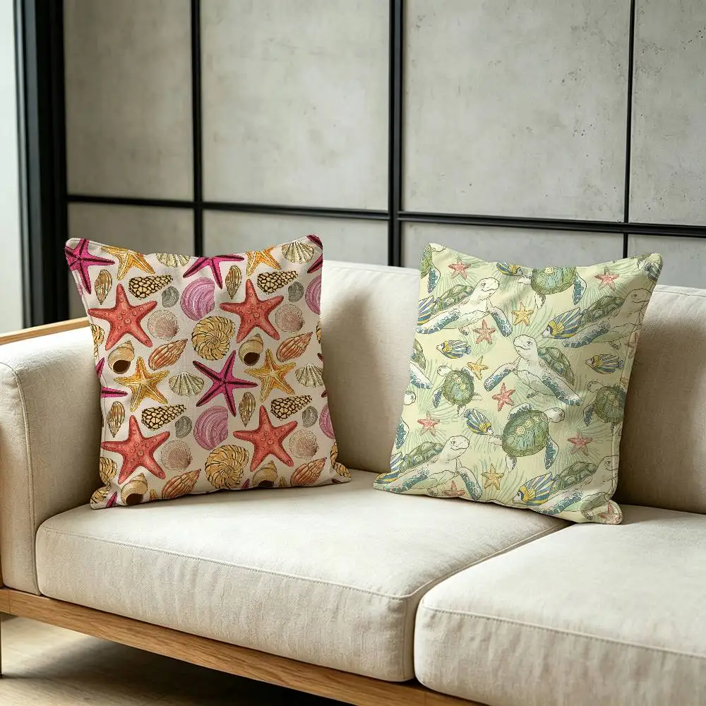 Marine Organisms Throw Pillow Cover Neutral Decor Cushion Cover Soft Sofa Couch Bed Home Decor Pillow Case