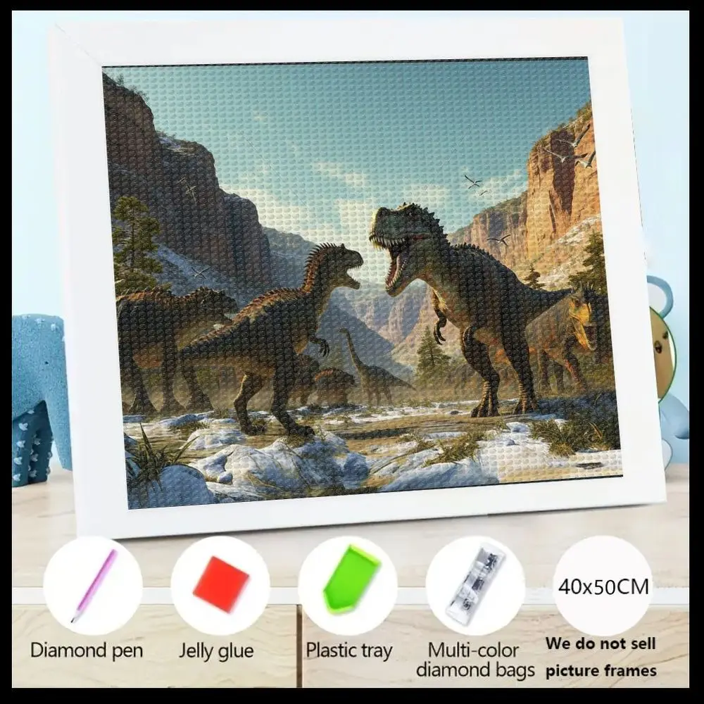 

Набор для алмазной вышивки 5D, 40x50 см, с изображением доисторического динозавра в горном пейзаже со снегом и скалами, DIY, рукоделие
