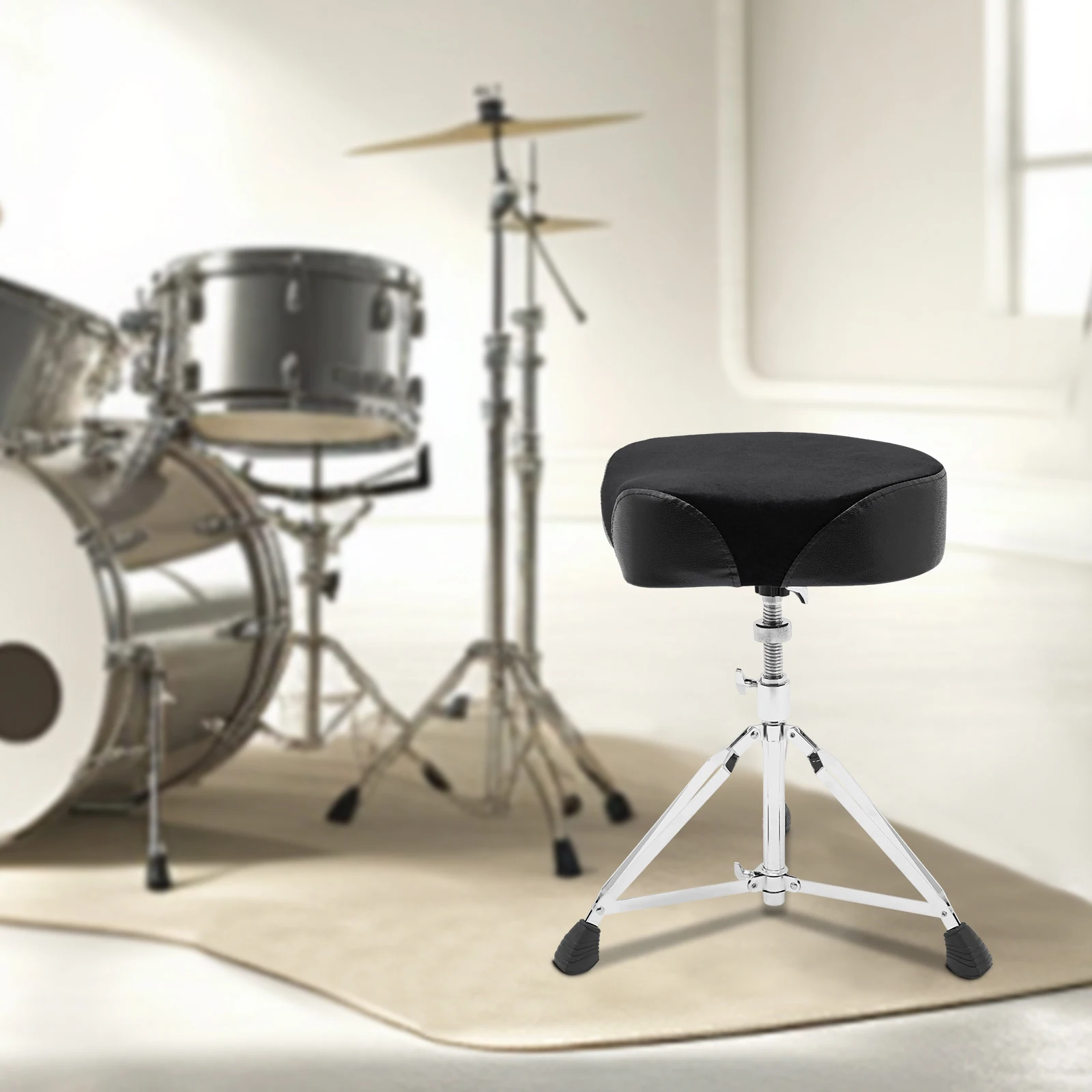 

Складной стул для барабанщика, усиленный, нагрузка до 100 кг, сиденье из ПУ, гальванизированная железная рама, противоскользящие ножки, регулируемая высота, портативный