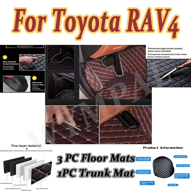 

Luxury Car Floor Mats For Toyota RAV4 Non-Hybrid 2013 2014 2015 2016 2017 2018 2019 Custom Auto Foot Pads Interior Accessories