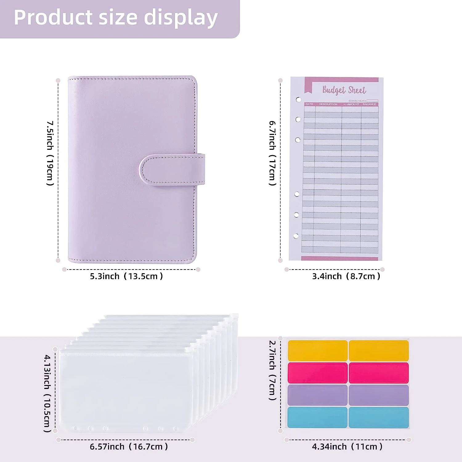 Budget Binder for Budgeting Money Organizer for Cash Money Envelopes for Cash Pu Leather A6 Budget Binder Notebook Planner