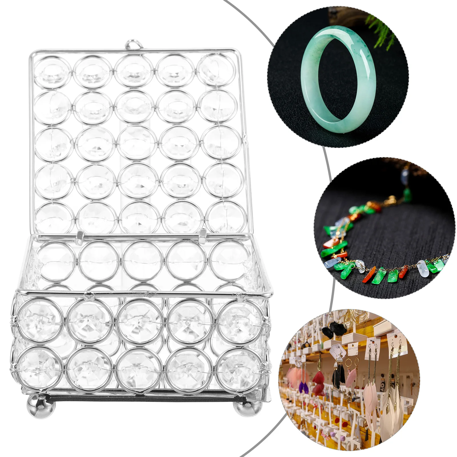

Elegant Jewelry Storage Crystal Watch Box Necklace Organizer Transparent Vintage Holder