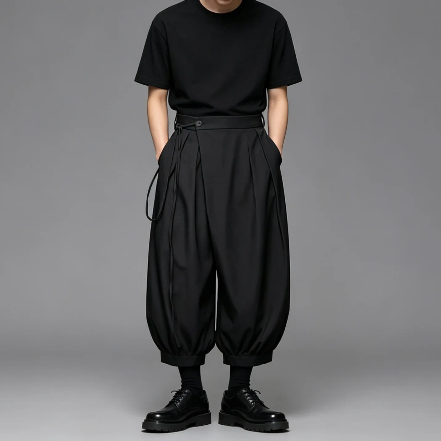 A37 Japanese dark warrior bloomers men's loose high-waisted wide-leg nine-point pants trendy brand design casual pants