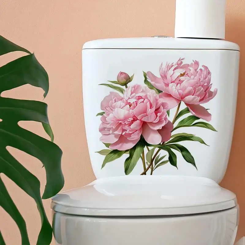 

Peony Flower Wall Sticker Bathroom Toilet Decor Living Room Cabinet Refrigerator Home Decoration Decals Stickers M1306