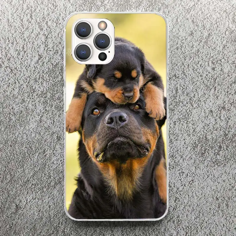 Rottweiler Dog Print Soft Case for iPhone 16 15 14 13 12 11 Pro Max Art Phone Shell XS XR X SE 7 Plus 8 Pattern Cover for iPhone