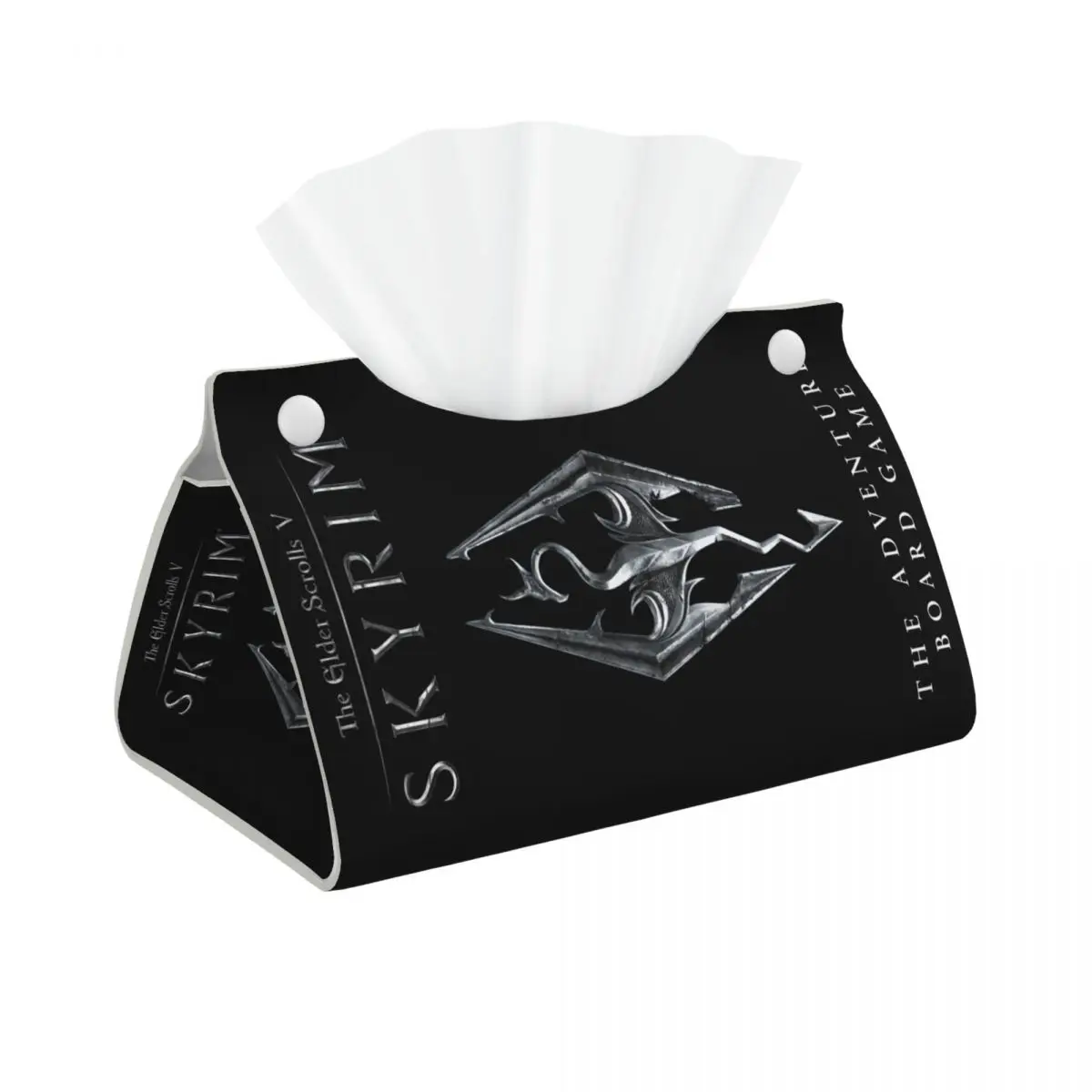 Custom Skyrims Logo Tissue Box Cover Rectangular PU Leather The Adventure Board Game Facial Tissues Holder for Car