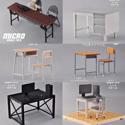 Japanese Campus School Desks Chairs and Desk Model Accessories Scene Matching with Twisted Egg Figurines Food Toy Bulk Cargo