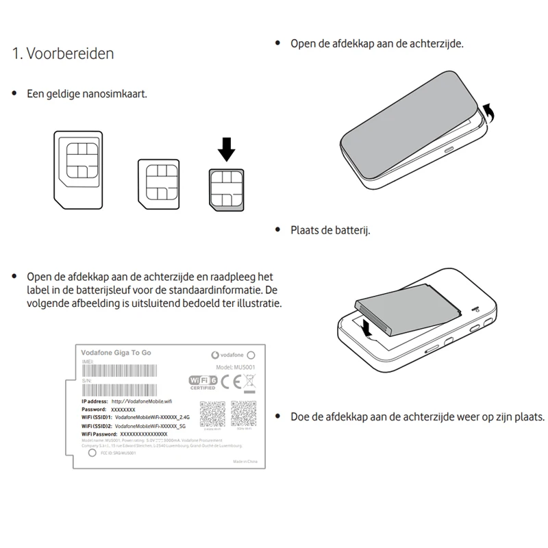 Imagem -03 - Vodafone-roteador sem Fio com Slot para Cartão Sim Mu5001 5g Lte Repetidor de Desbloqueio Portátil Bolso Hotspot ao ar Livre Bateria 4500mah