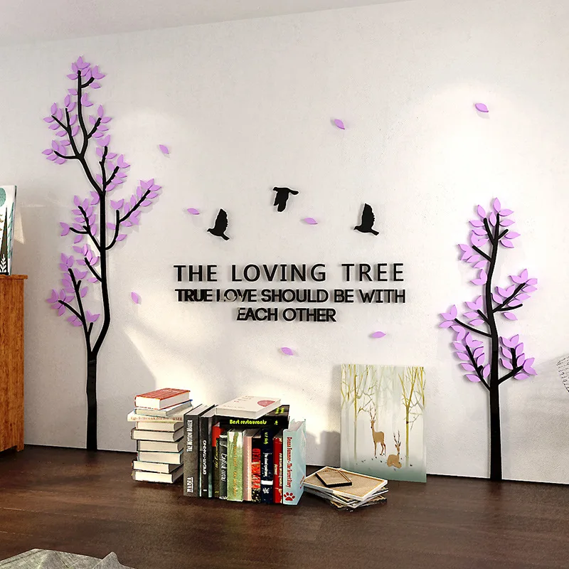 1PCS LOVE Tree 3D DIY Acrylic Stereo Wall Sticker TV Background Wall Decoration Art Poster Customisable