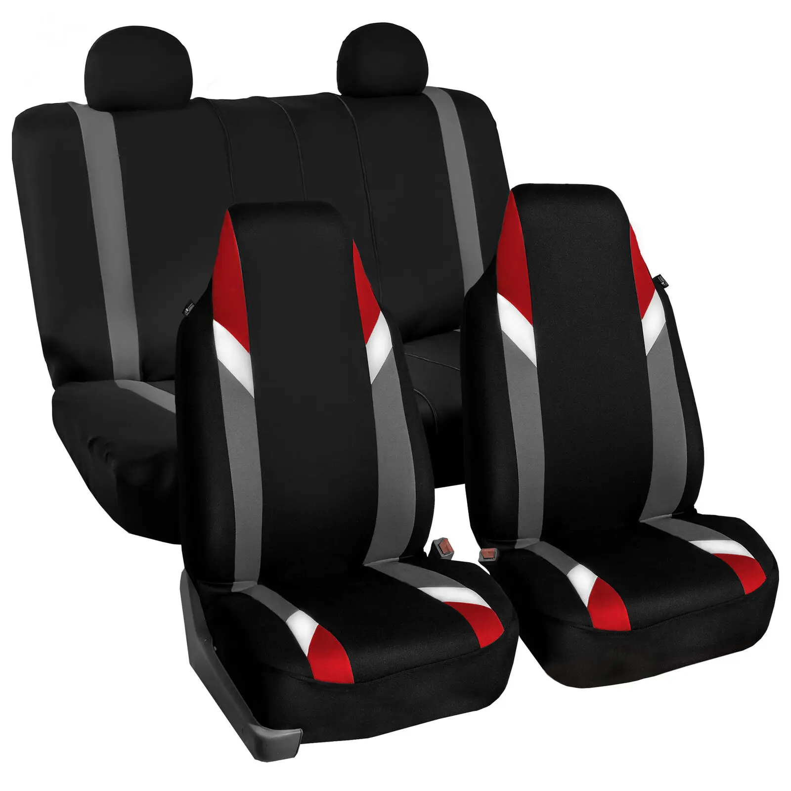 

Full Set Highback Universal Car Seat Cover for Auto SUV - Red Black