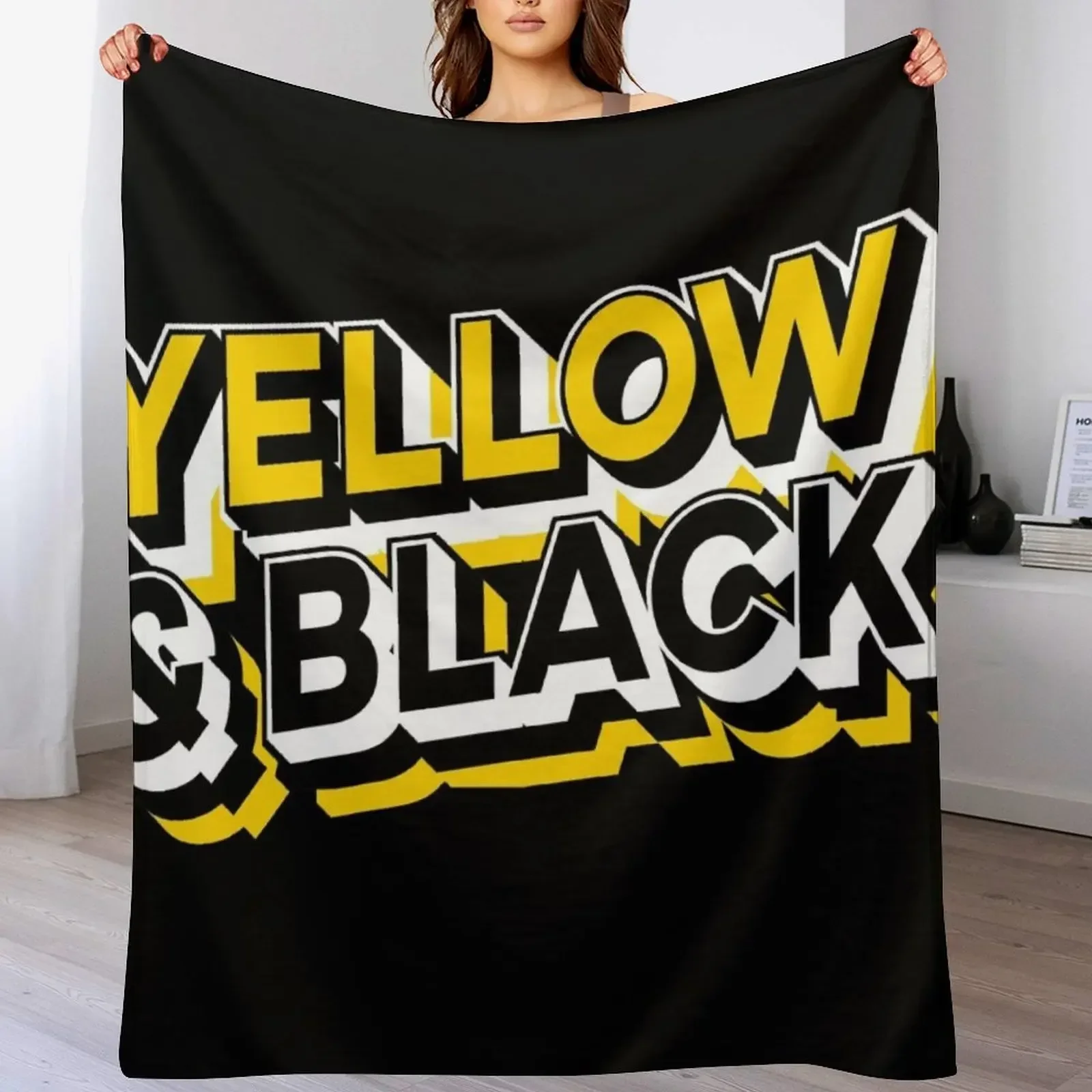 

Yellow & Black Throw Blanket Fluffy Cozy Throw Blanket for Home Decor