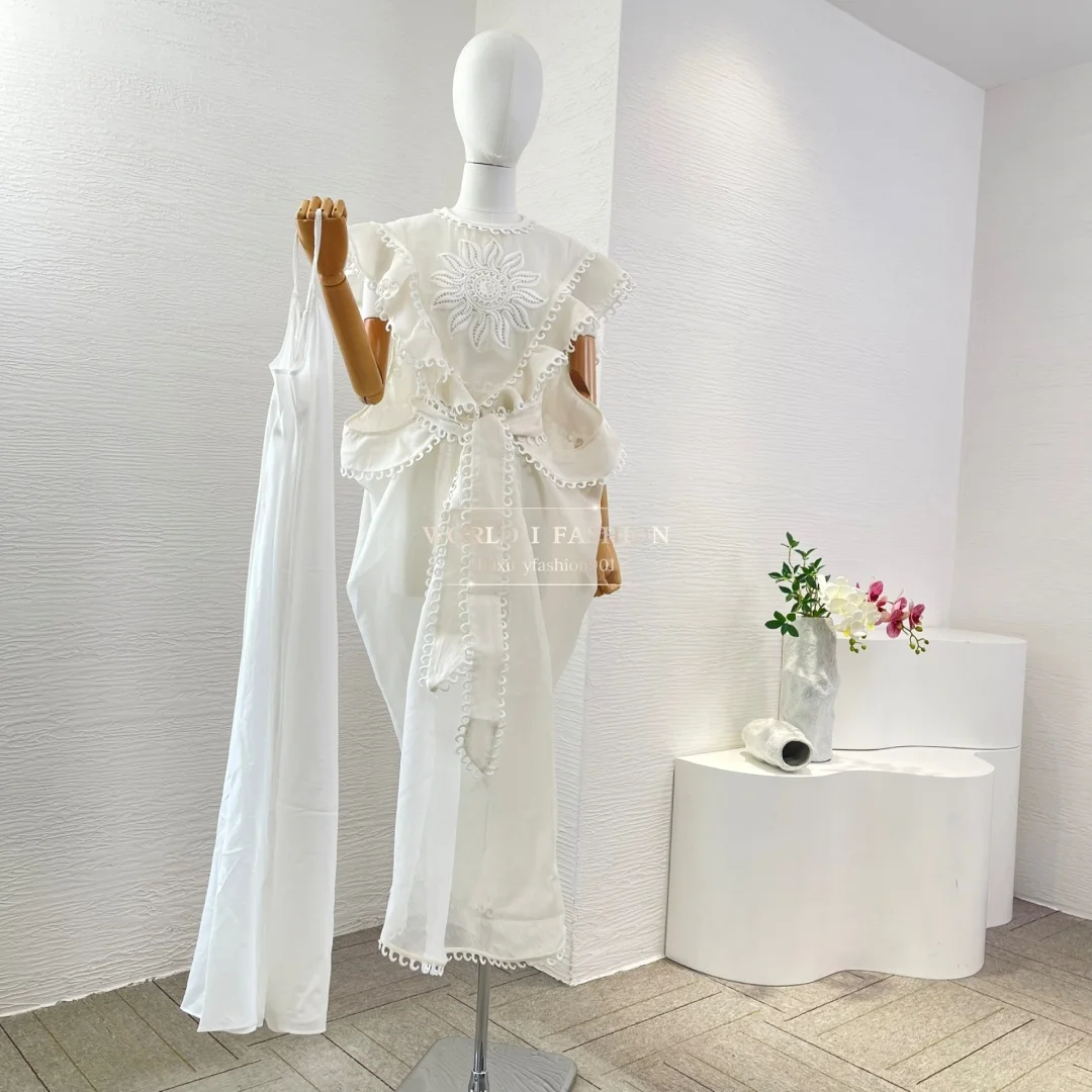 2025년 신상 패션 여성용 민소매 컷아웃 미디 드레스 고품질 사진과 동일