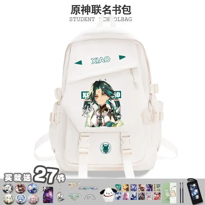 Anime Mandrill Genshin Impact Zhongli Merchandise Maple Leaf Wanye Bag For Boys And Girls High School Students High-V