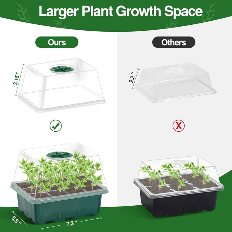 10 Pack Seed Starter Tray, 120 Cells Seed Starter Kit With Humidity Dome, Heightened Lids Seedling Starting Trays