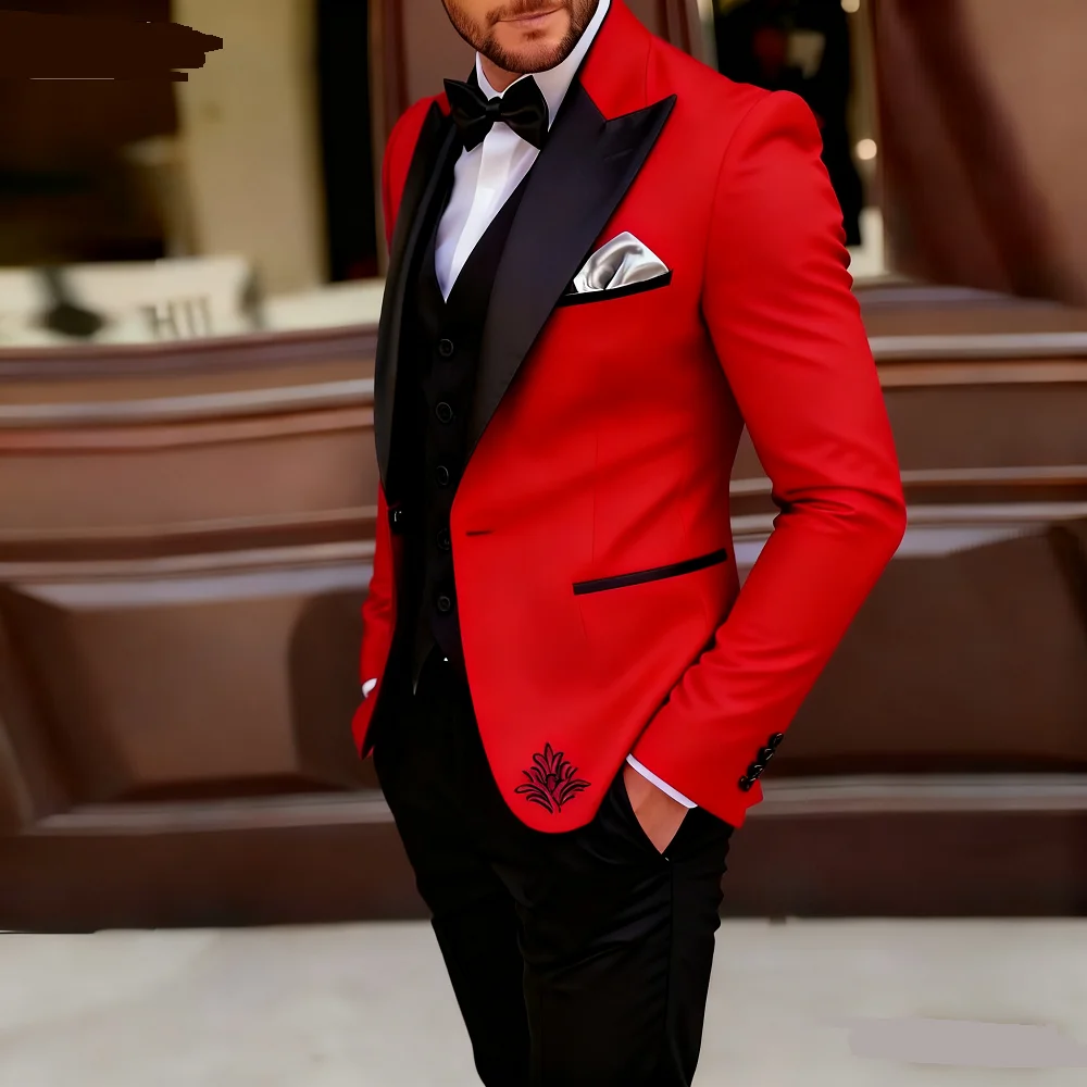 

Мужской зеленый и черный формальный комплект Terno из 3-х предметов: пиджак, свадебный костюм жениха, идеально подходящий для свадебной церемонии и танцев