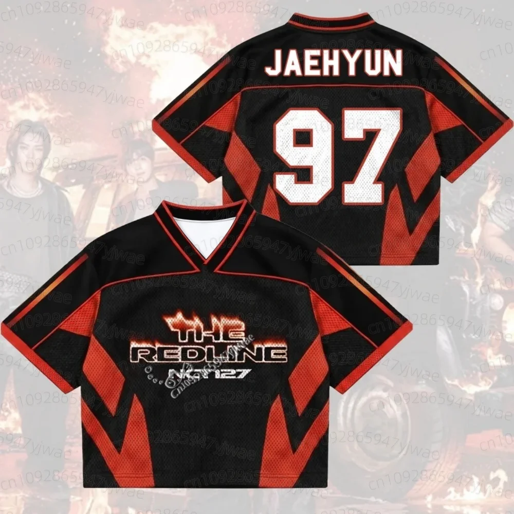 2026 Women Trendy NCT 127 The Redline World Tour Mixed Mesh Jersey Gift JAEHYUN TAEYONG Fans Women Beach T-Shirt Jersey