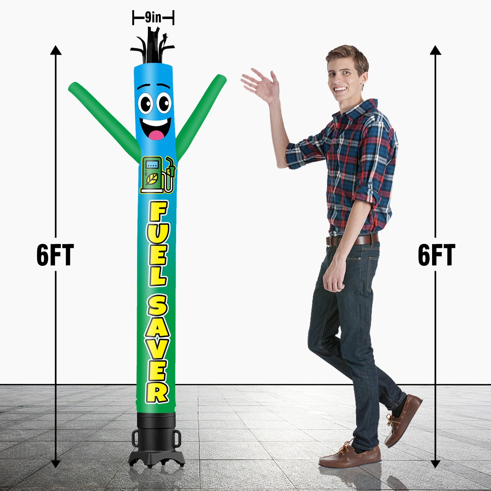 6/10/15/20FT Tall Inflatable Fuel Saver Dancing Guy for Outdoor Decoration Advertising(Blower Not Included)