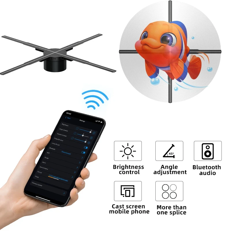 

14cm 3D Hologram Fan Projector Wifi Display Advertising Logo Light LED Sign Holographic Lamp Three-Dimensional Projectors Gifts