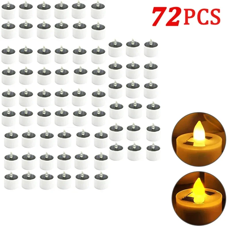 Solar Tea Light Led-kaarsen Vlamloze waterdichte zonne-theelichtjes voor buiten Oplaadbare kaarsen voor feesttuin Home Decor