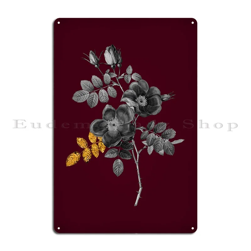 Briar Rose On Crimson Metal Plaque Poster Funny Home Cinema Designing Cinema Tin Sign Poster