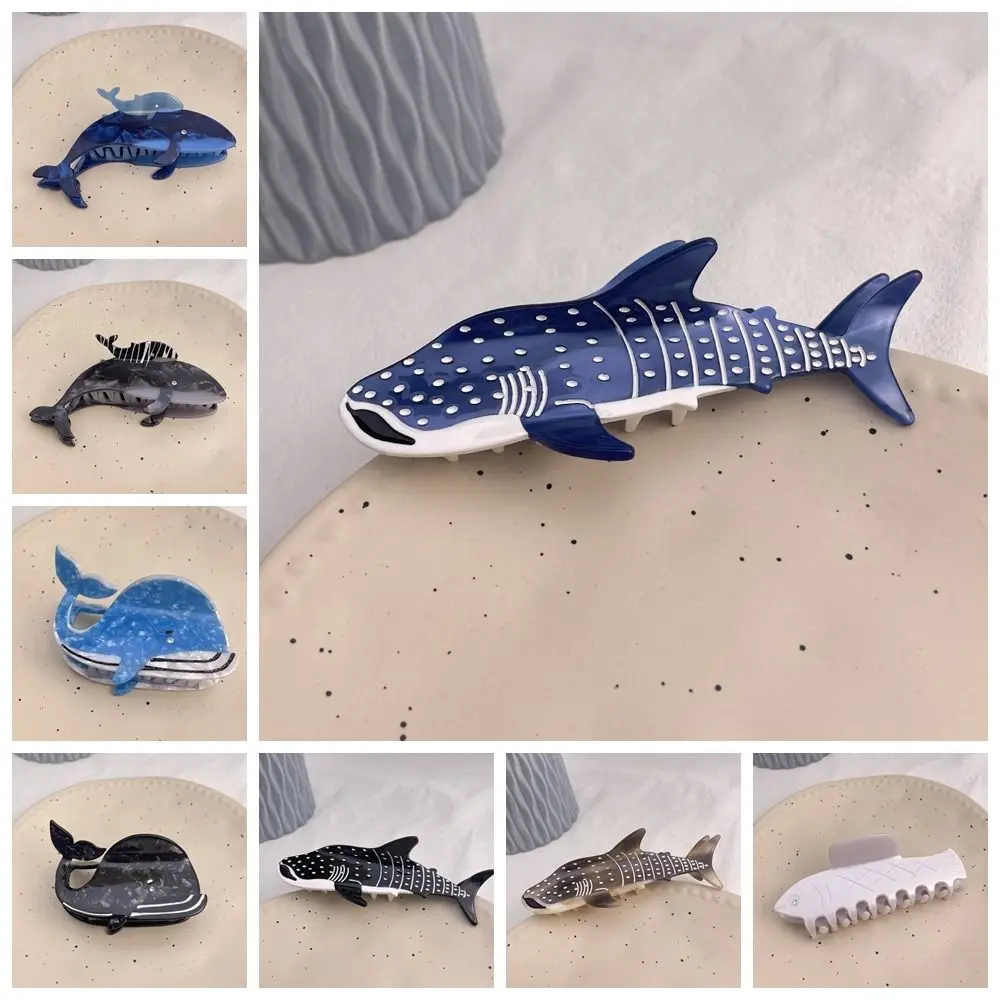 Creative Blue Whale Acetic Acid Animal Hair Claw Cartoon Fish Dolphin Hair Clip Ocean Series Hairpin Shark Clip Girl