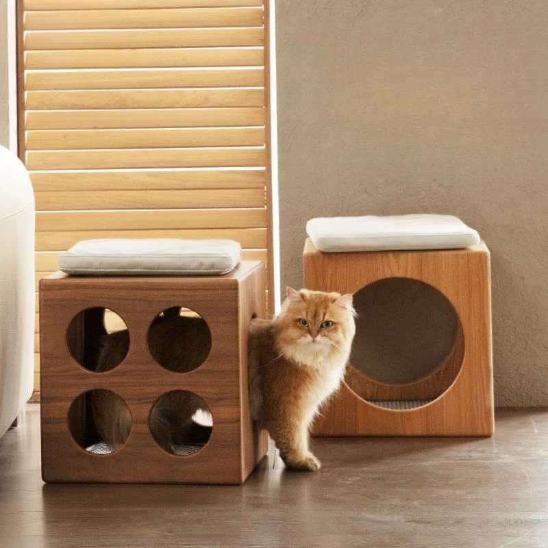 Solid wood, universal in all seasons, cat furniture, cat stool, shared by people and pets, cat bedside table