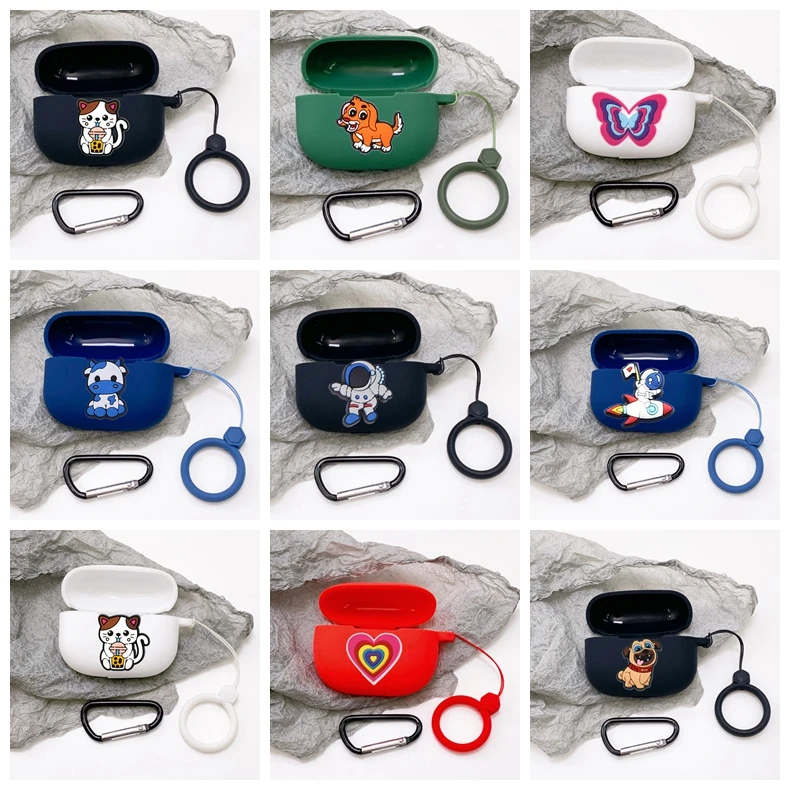 เคสการ์ตูนสำหรับ JBL เวฟตูมเคสน่ารักป้องกันการหล่นซิลิโคนหูฟังน่ารักสำหรับฝาครอบหูฟัง JBL เวฟ